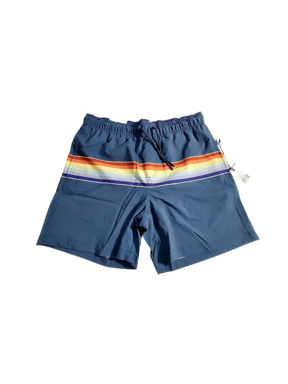 Onia Mens Shorts Comfort-Lined Swim With Rainbow Stripe  Size L 6" Inseam